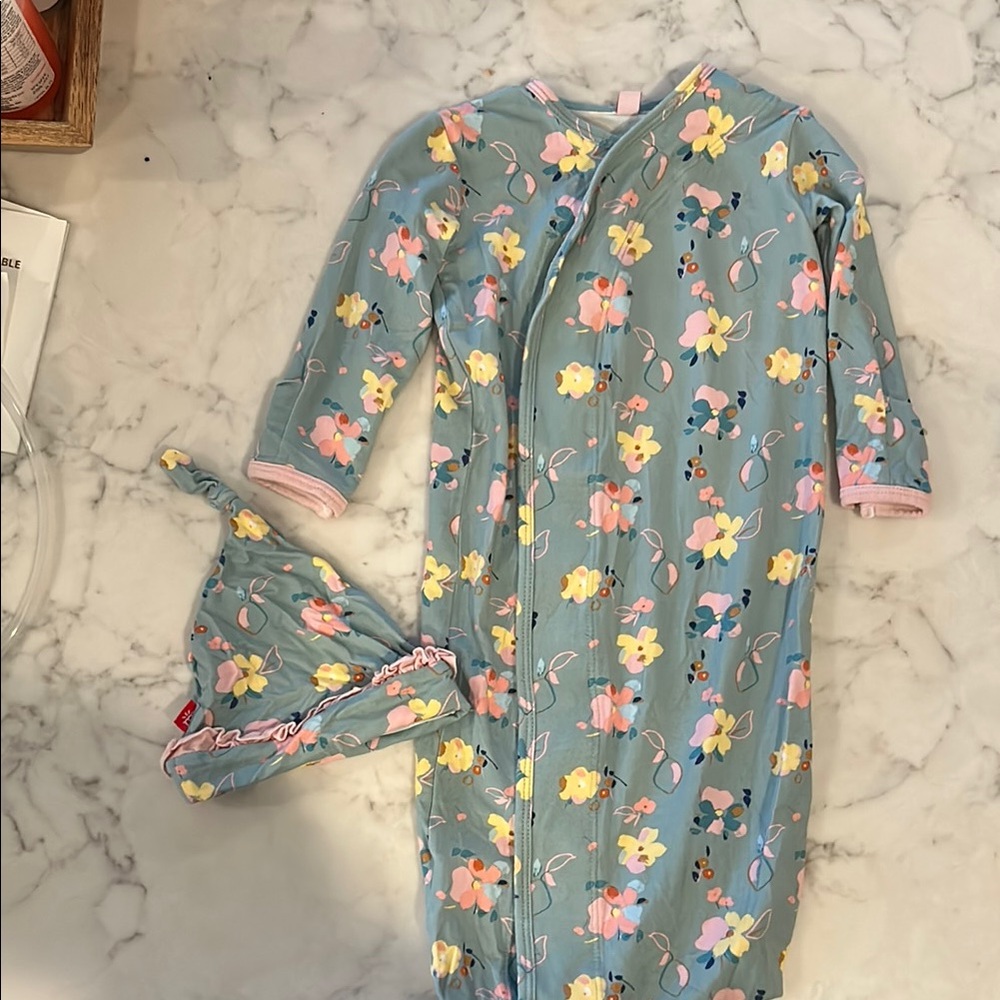 Floral Baby Sleep Gown with Hat
